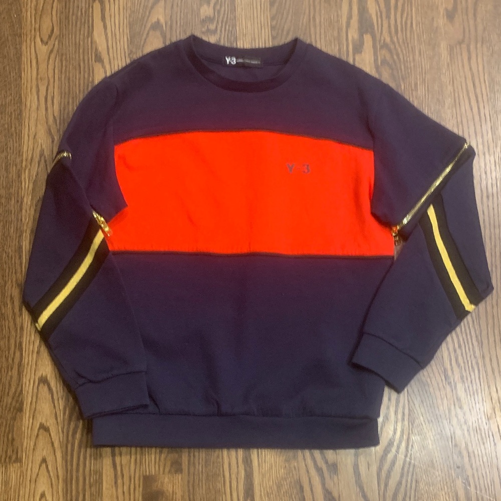Y-3 unisex Bold Red and Navy Crewneck Sweater